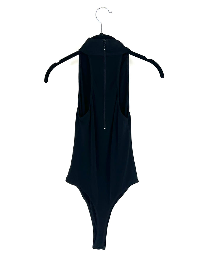 Black Mock Neck Sleeveless Bodysuit - Extra Small