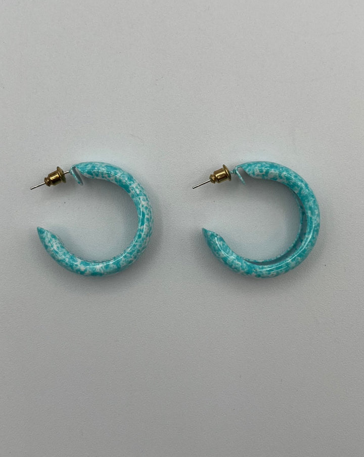 Blue and White Hoop Earrings