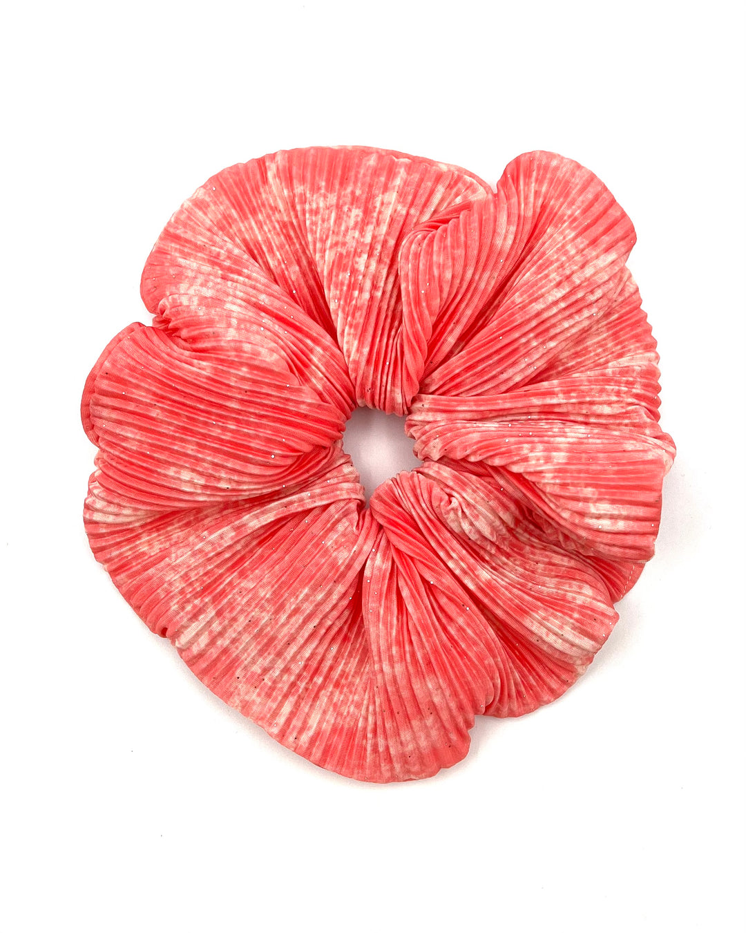 Pink And White Ribbed Tie-Dye Jumbo Scrunchie