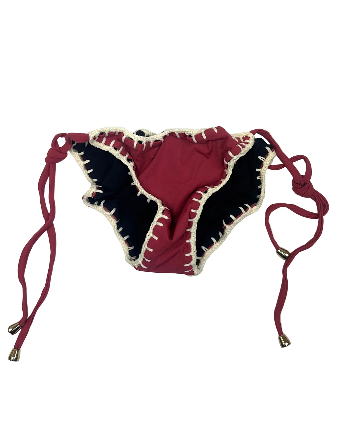 Raspberry Pink and Black Reversible Crochet Scrunch Tie Bikini Bottom - XS, S, XL