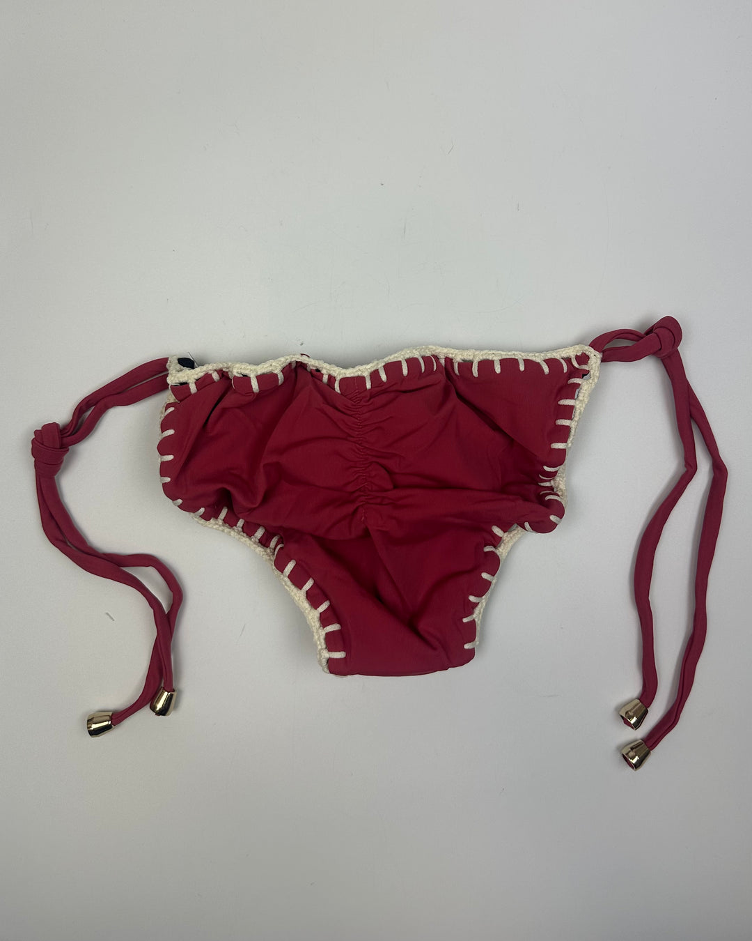 Raspberry Pink and Black Reversible Crochet Scrunch Tie Bikini Bottom - XS, S, XL