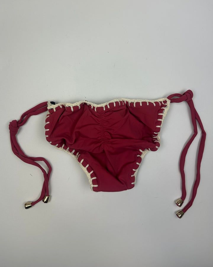 Raspberry Pink and Black Reversible Crochet Scrunch Tie Bikini Bottom - XS, S, XL