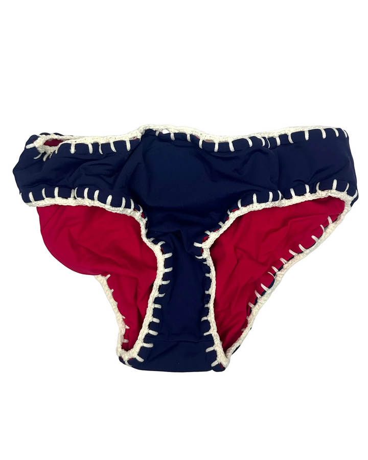 Navy Blue and Raspberry Pink Reversible Crochet Classic Bikini Bottom - S, M, L, XL