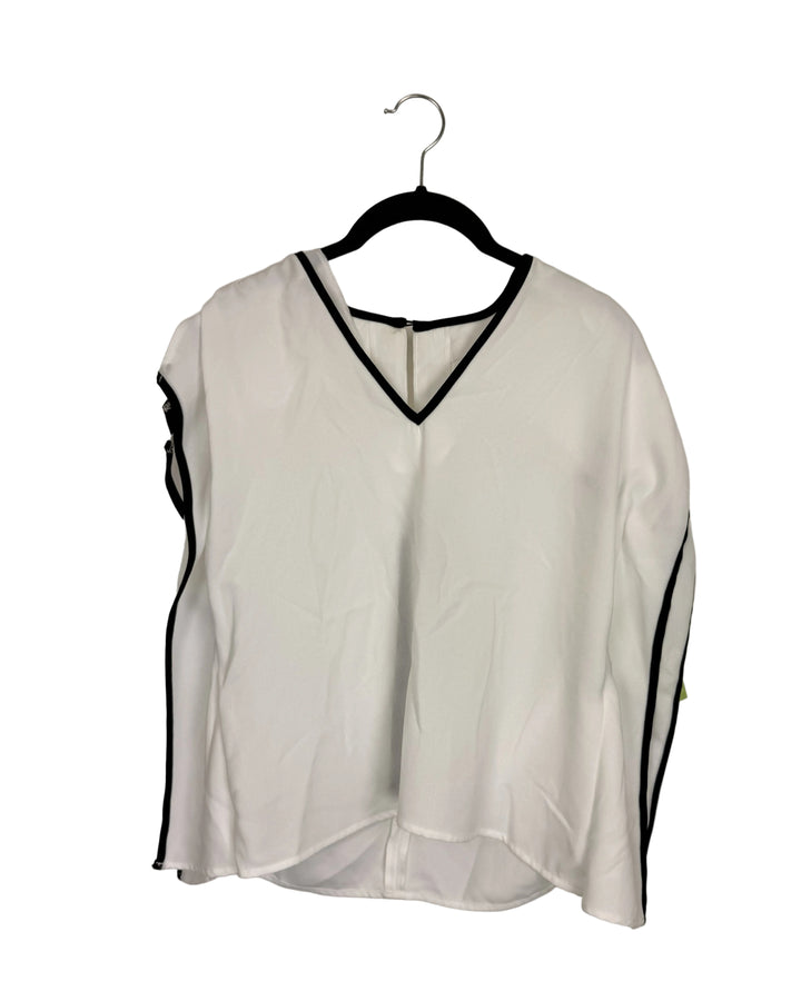 White Blouse with Black Trim- Size 2/4