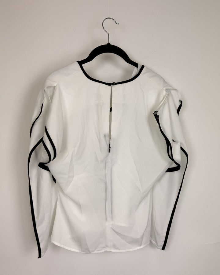 White Blouse with Black Trim- Size 2/4