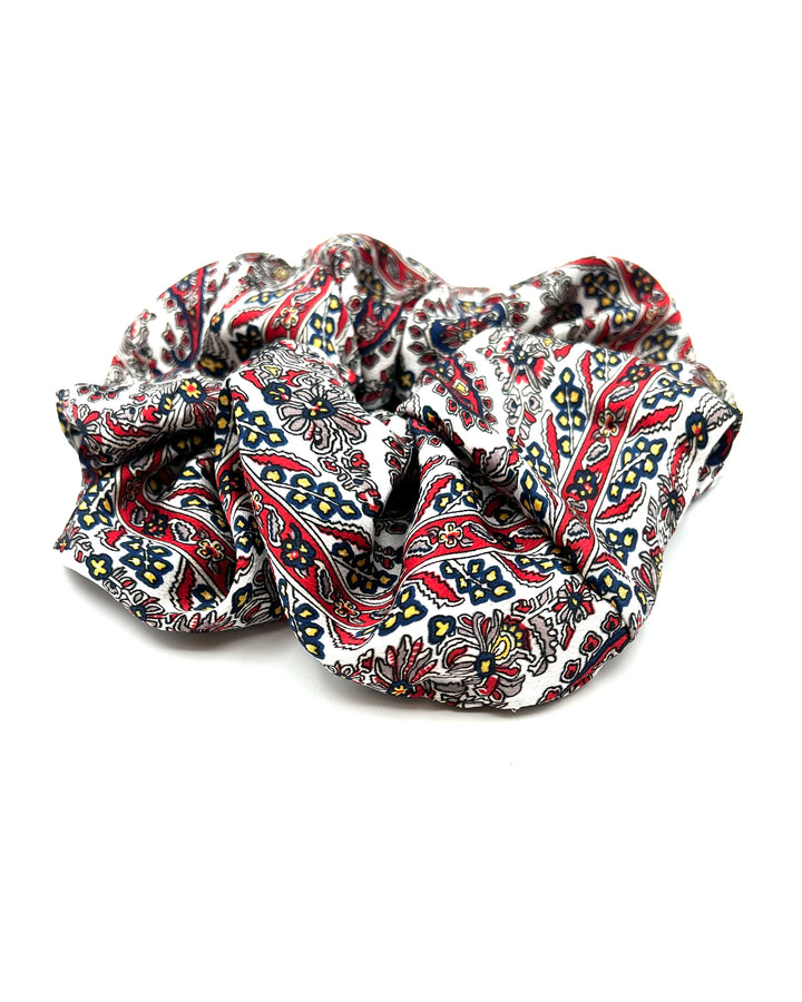 Red And Blue Paisley Print Jumbo Scrunchie