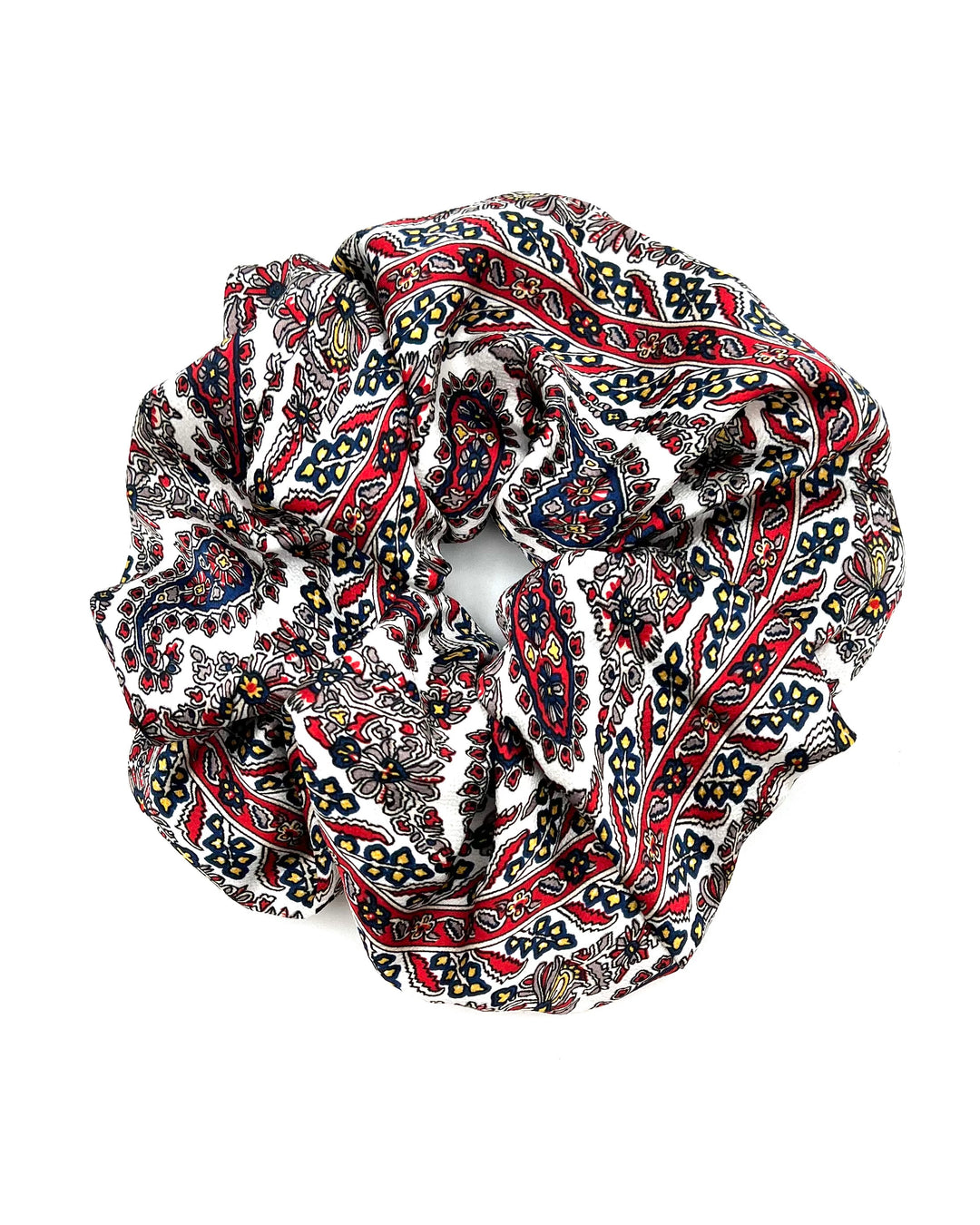 Red And Blue Paisley Print Jumbo Scrunchie