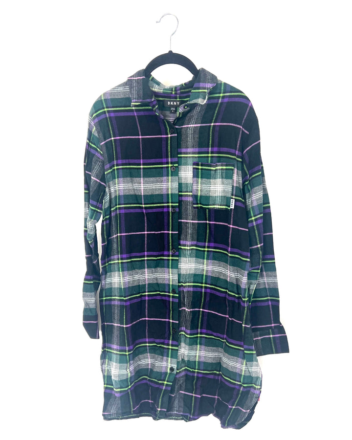 Multicolored Flannel Print Nightgown - Size 4/6
