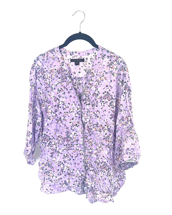 Purple Floral Cropped Sleeve Sleepwear Top - Size 4/6