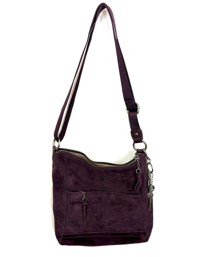 Dark Purple Suede Crossbody Bag