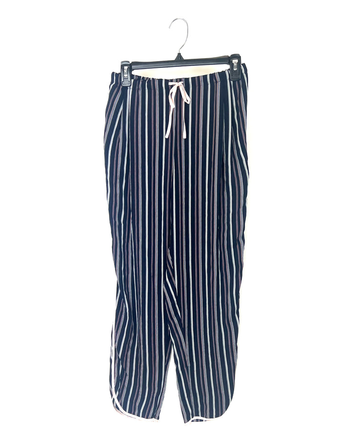 Navy Striped Cropped Sleeve Sleepwear Set - Size 4/6