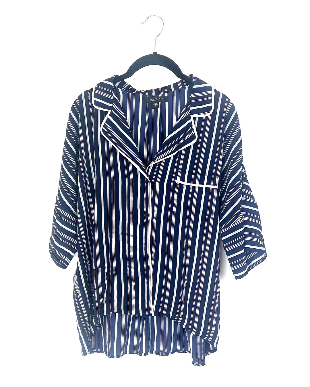 Navy Striped Cropped Sleeve Sleepwear Set - Size 4/6