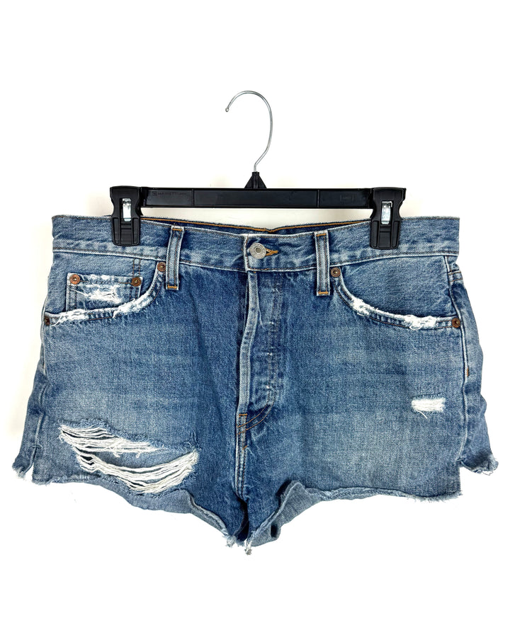 Re/done Distressed Denim Shorts - Size 28