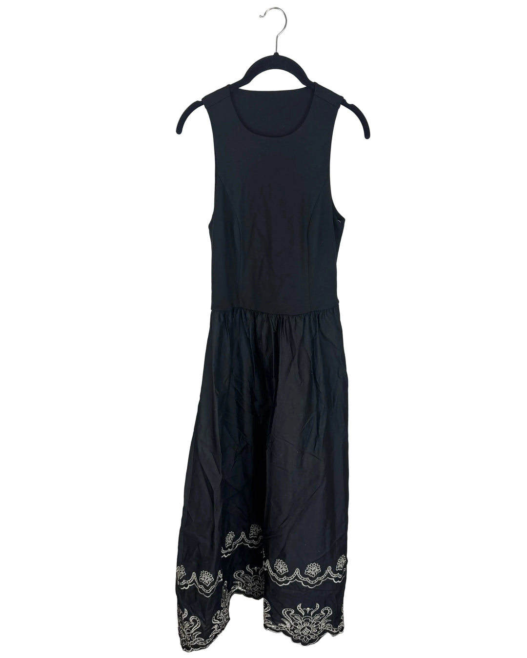 Sleeveless Black Dress With Eyelet Detailing- Size 6/8