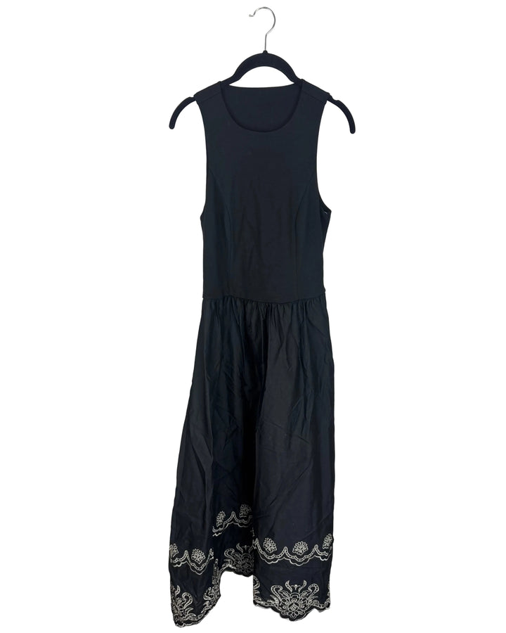 Sleeveless Black Dress With Eyelet Detailing- Size 6/8