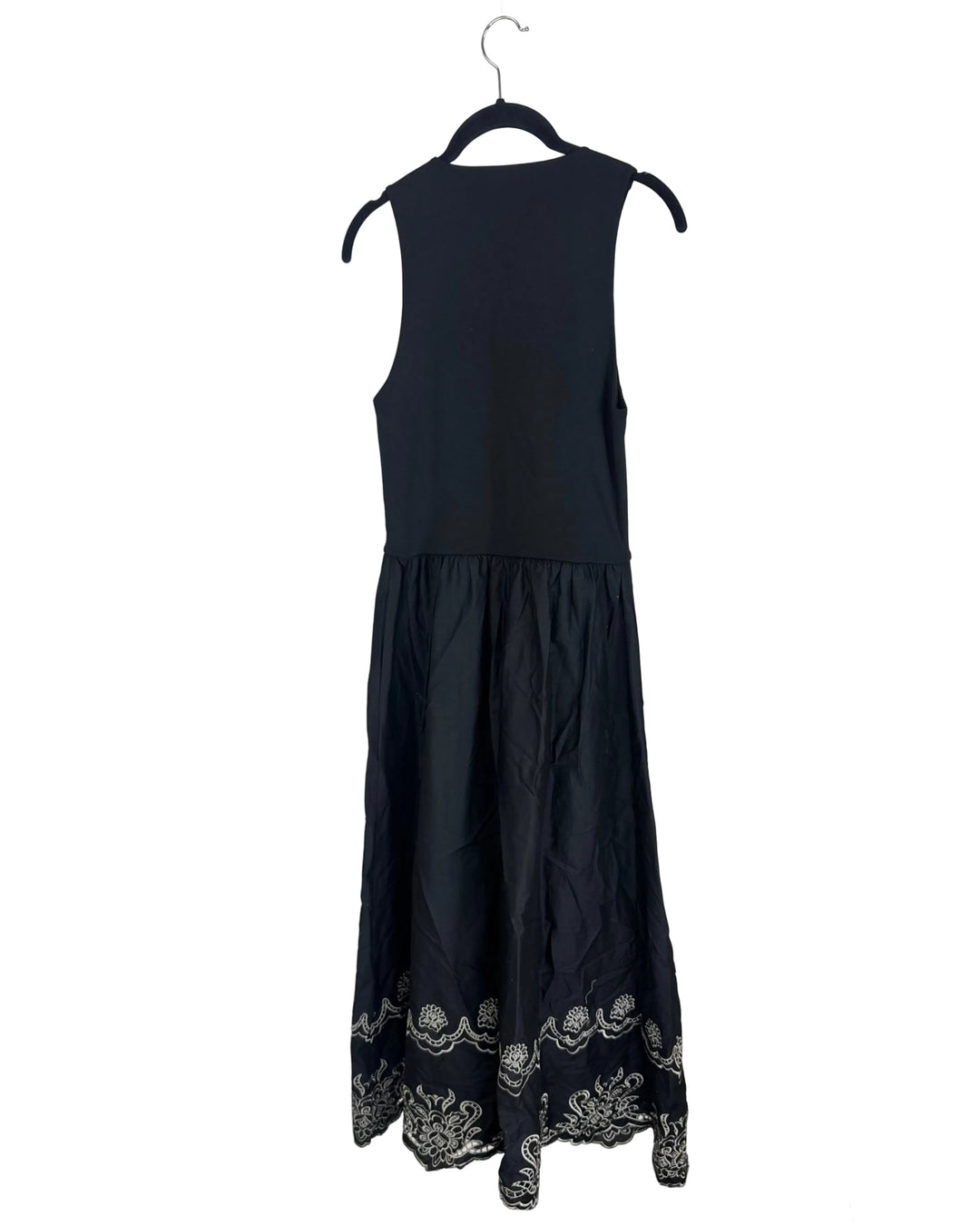 Sleeveless Black Dress With Eyelet Detailing- Size 6/8
