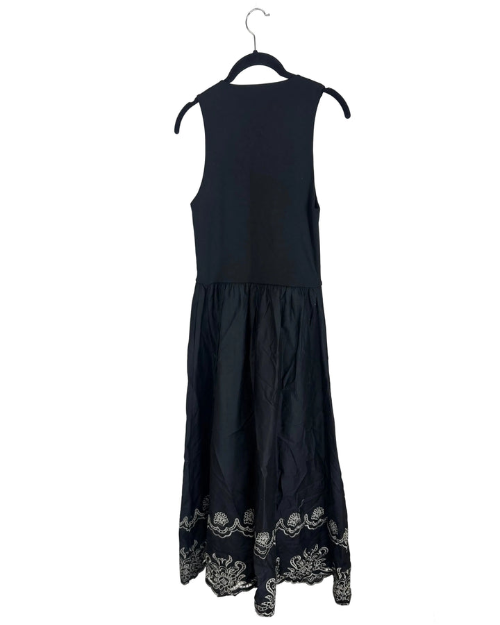 Sleeveless Black Dress With Eyelet Detailing- Size 6/8