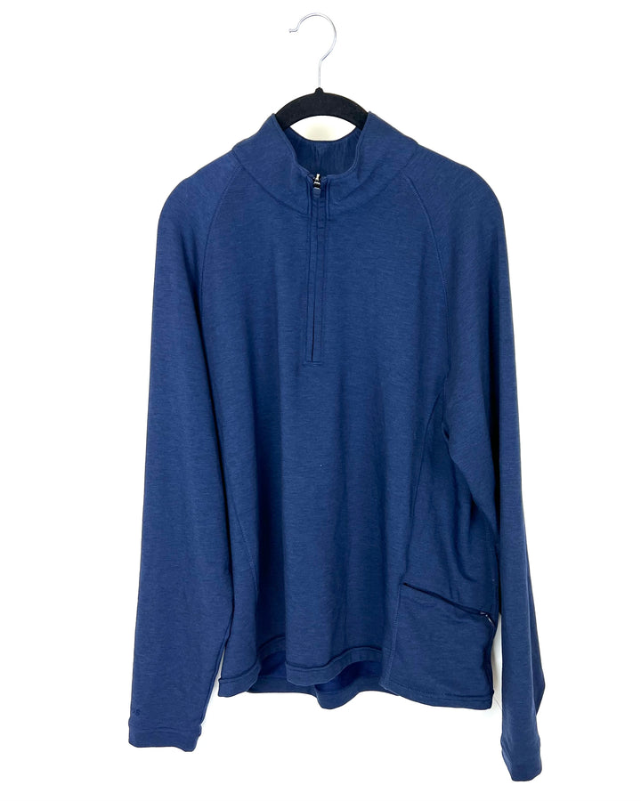 MENS Blue Long Sleeve Golf Shirt - Medium
