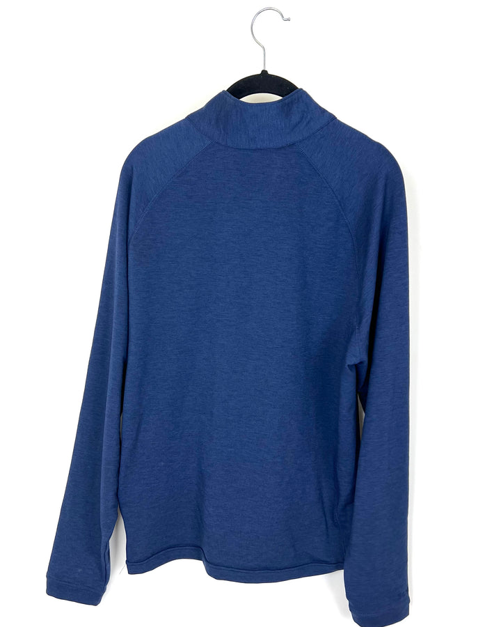MENS Blue Long Sleeve Golf Shirt - Medium