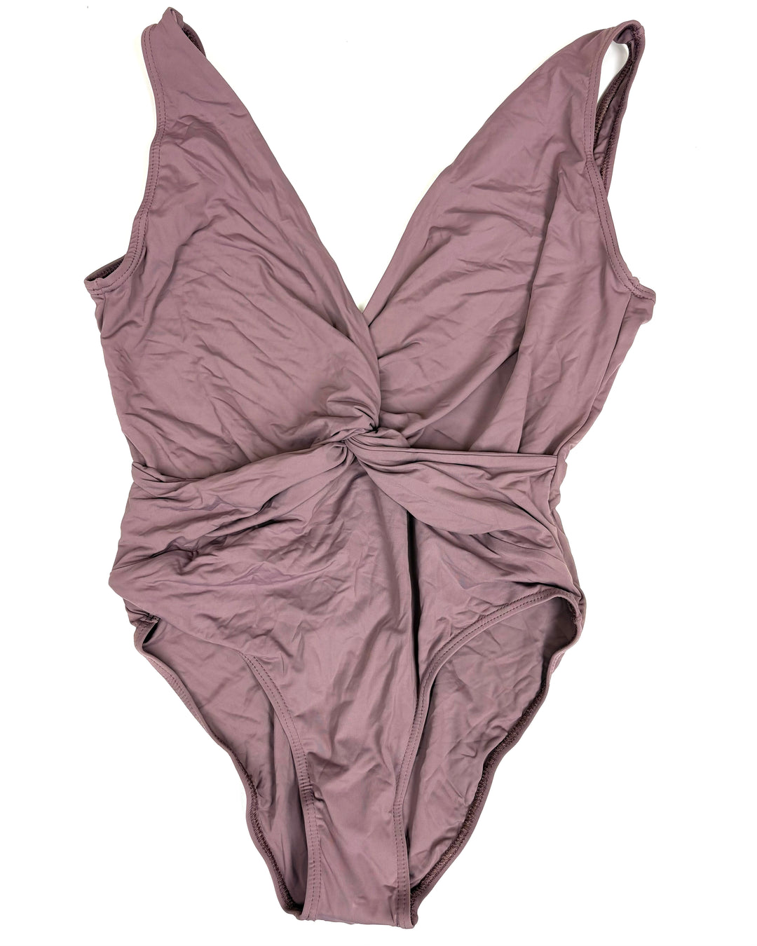 Mauve Deep V-Neck One Piece Swimsuit - Size 2/4