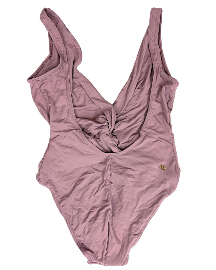 Mauve Deep V-Neck One Piece Swimsuit - Size 2/4