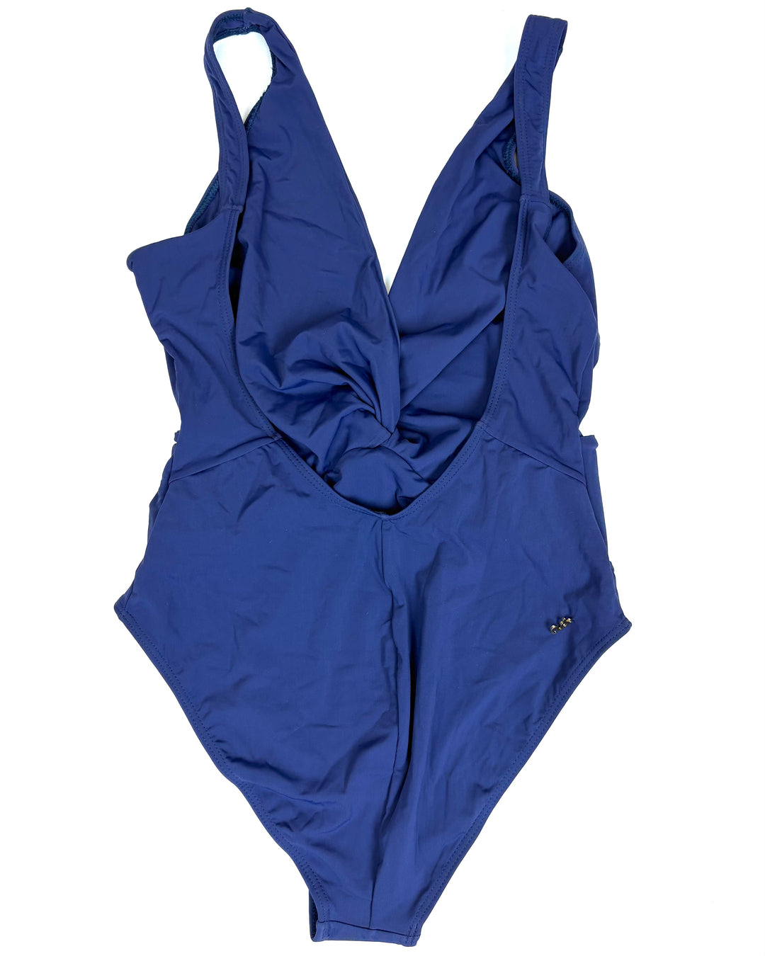 Navy Blue Deep V-Neck One Piece Swimsuit - Size 2/4