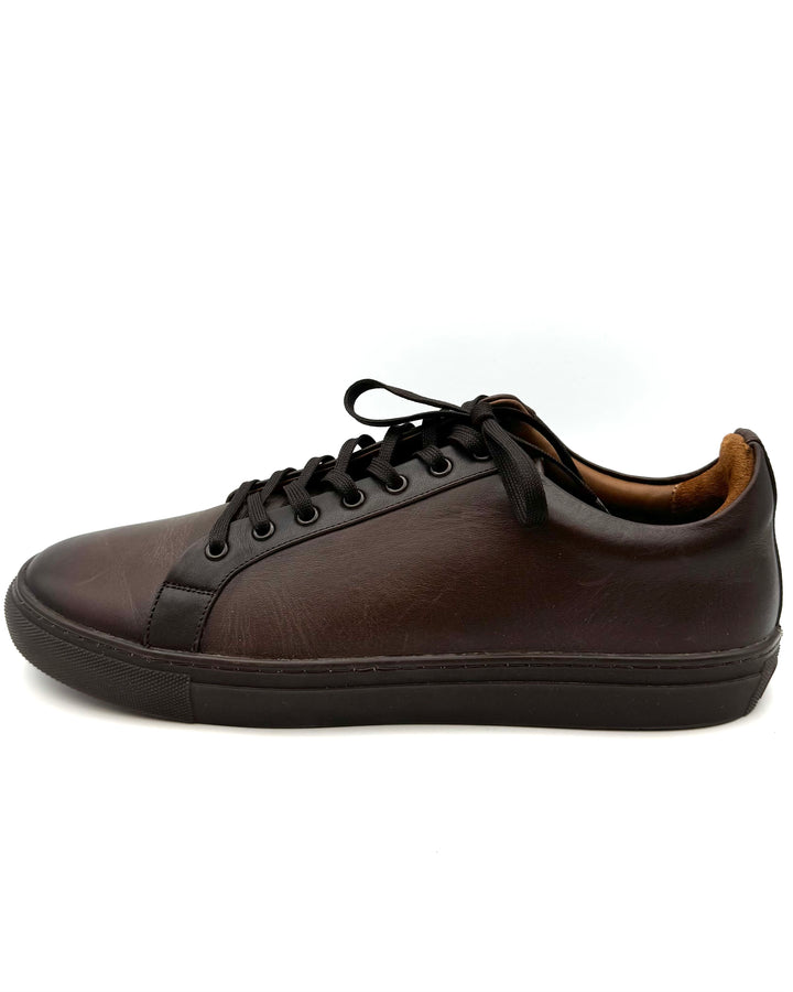 MENS Espresso Brown Leather Sneakers - Size 12.5
