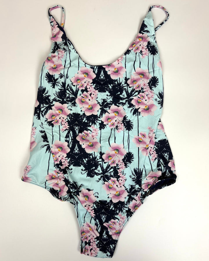 Blue & Pink Floral One Piece Swimsuit - Size 2/4