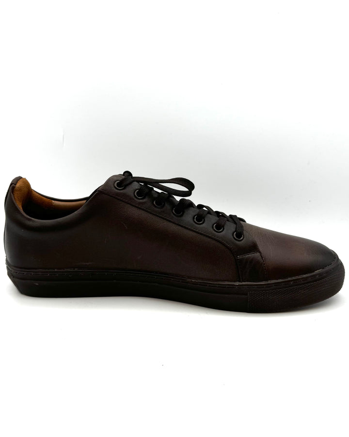 MENS Espresso Brown Leather Sneakers - Size 12.5