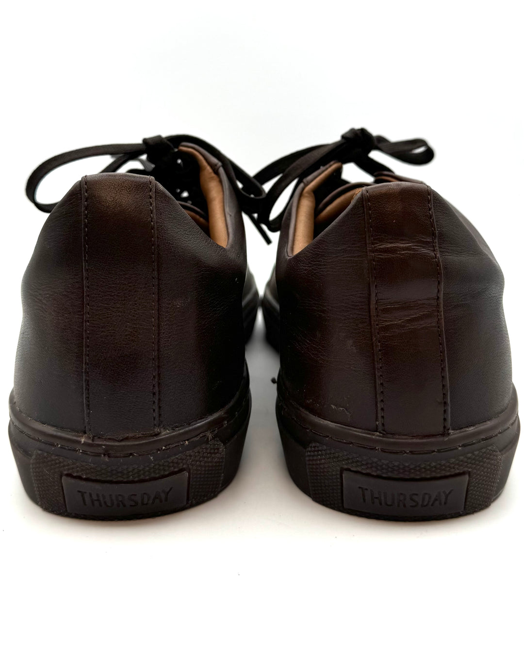 MENS Espresso Brown Leather Sneakers - Size 12.5