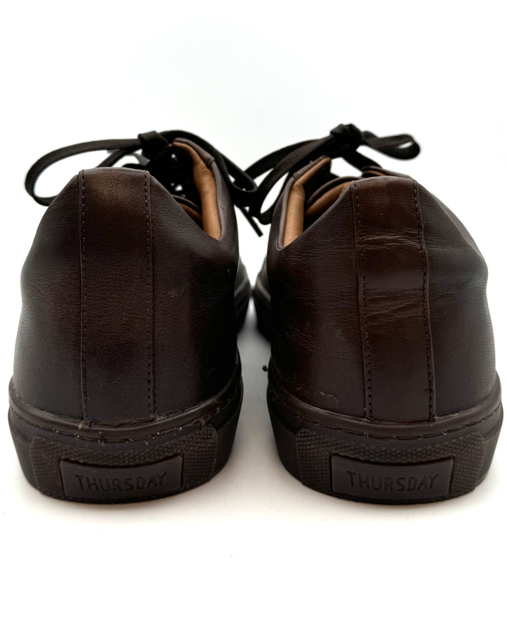 MENS Espresso Brown Leather Sneakers - Size 12.5
