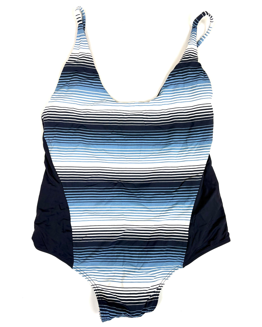 White & Blue Striped One Piece Swimsuit - Size 2/4