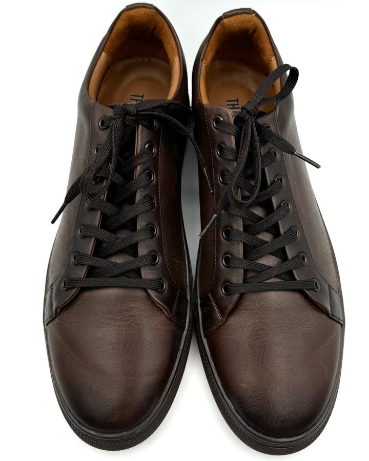 MENS Espresso Brown Leather Sneakers - Size 12.5