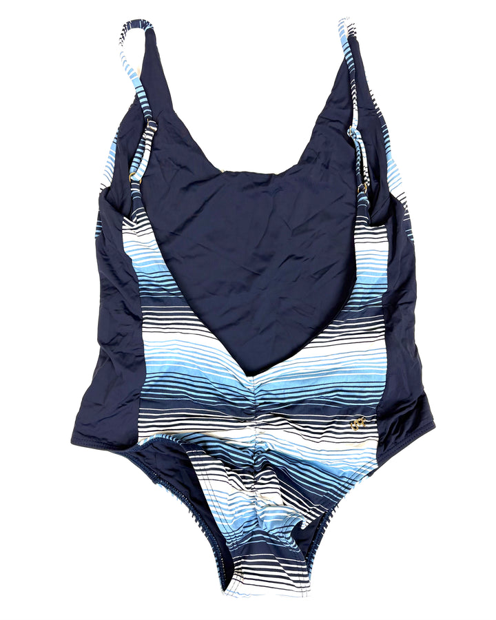 White & Blue Striped One Piece Swimsuit - Size 2/4