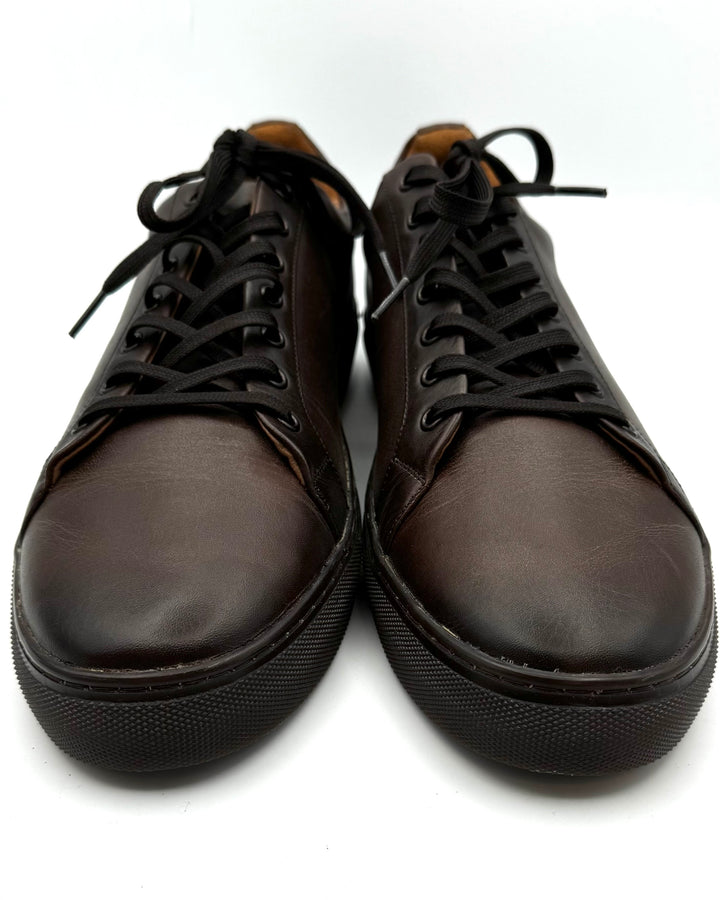 MENS Espresso Brown Leather Sneakers - Size 12.5
