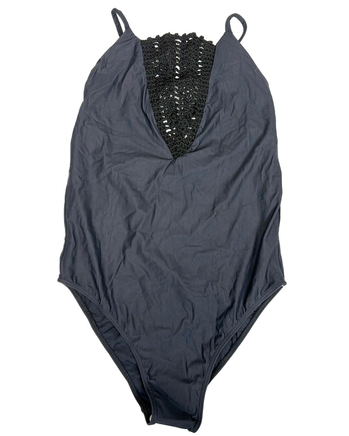 High Neck Black One Piece Swimsuit - Size 00/0