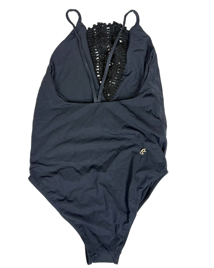 High Neck Black One Piece Swimsuit - Size 00/0