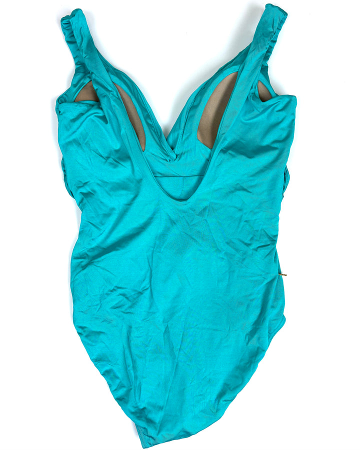 Bright Aqua Crossover One Piece Swimsuit - Size 4/6