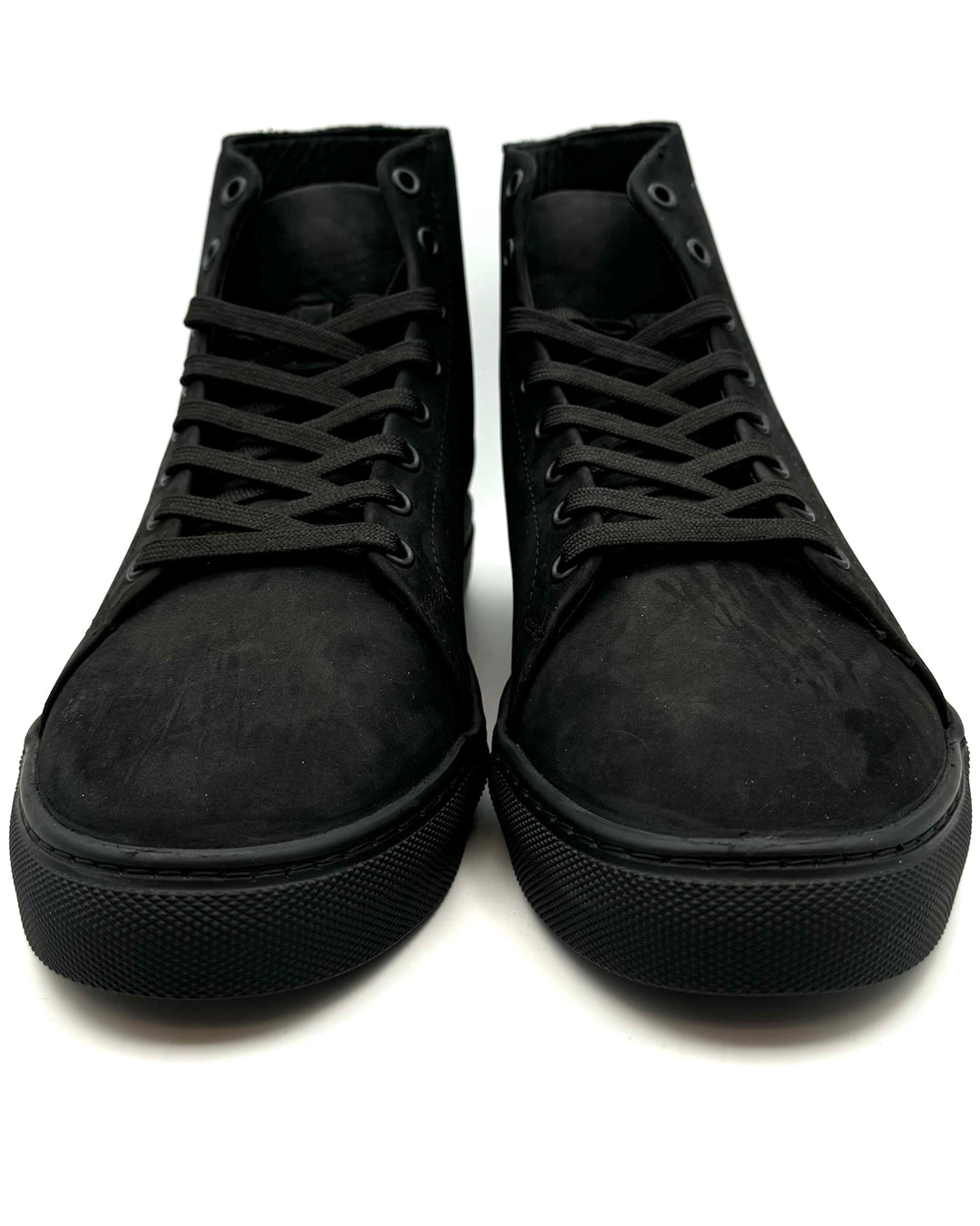 MENS Black Matte Leather High Top Sneaker - Size 8.5
