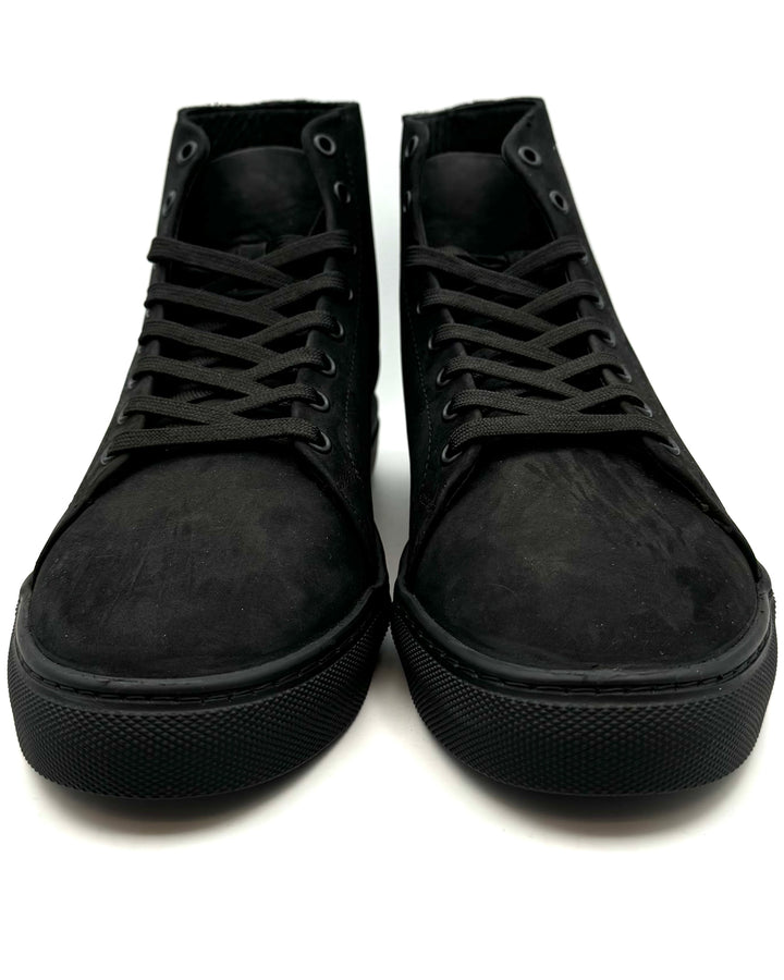 MENS Black Matte Leather High Top Sneaker - Size 8.5