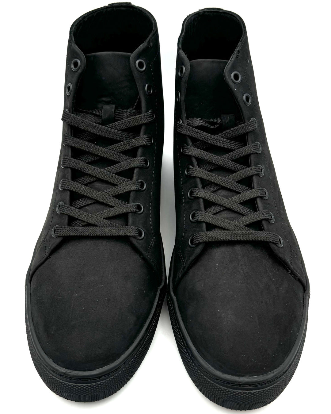 MENS Black Matte Leather High Top Sneaker - Size 8.5