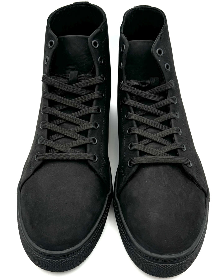 MENS Black Matte Leather High Top Sneaker - Size 8.5