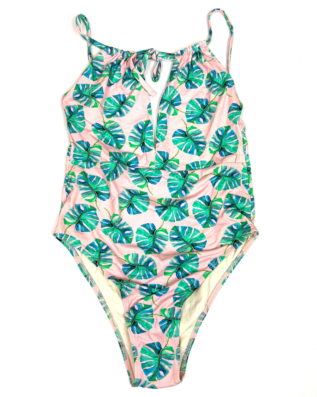 Pink Leaf Print Cheeky One Piece - Size 2/4
