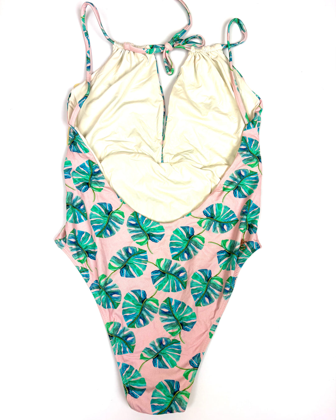 Pink Leaf Print Cheeky One Piece - Size 2/4