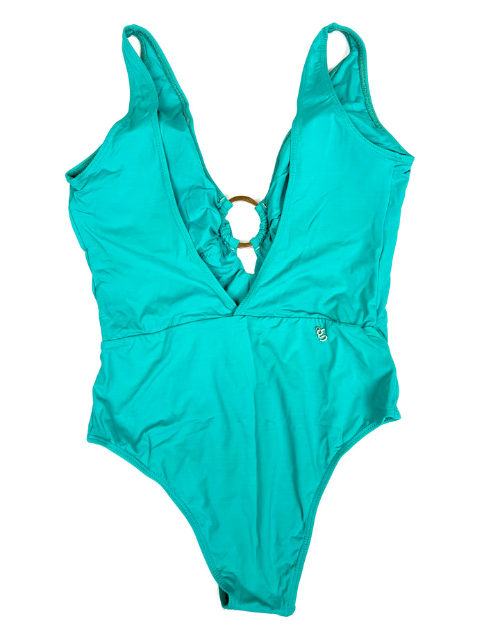 Cheeky Teal V-Neck One Piece Swimsuit - Size 4/6