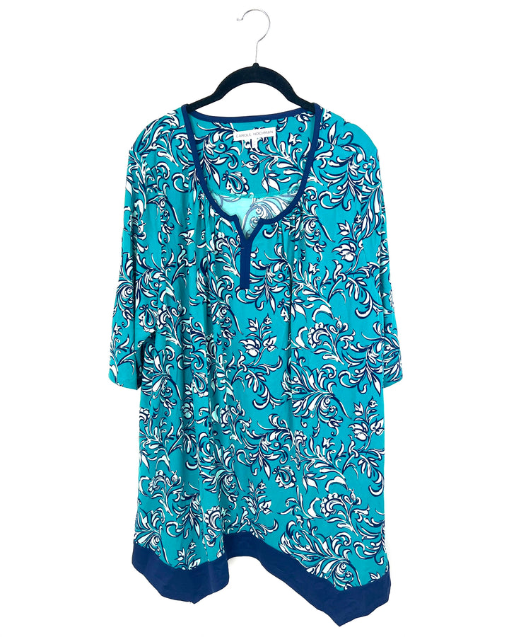 Teal Printed Nightgown -  1X