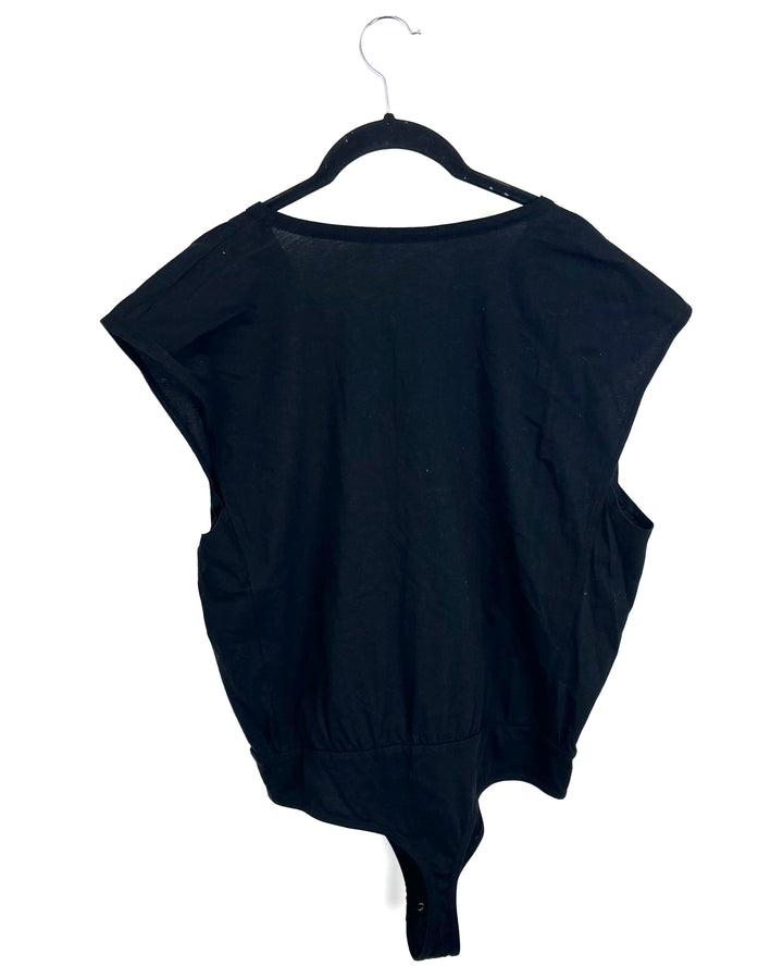Black Sleeveless V Neck Bodysuit - 2/4