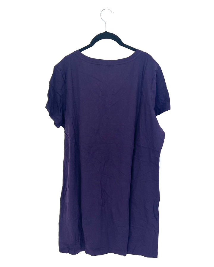 Purple Short Sleeve Nightgown - 1X