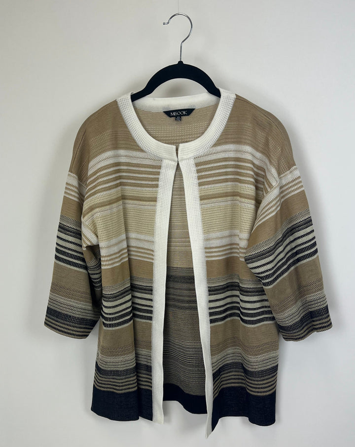 Beige, White, And Black Cardigan - Size 2-4