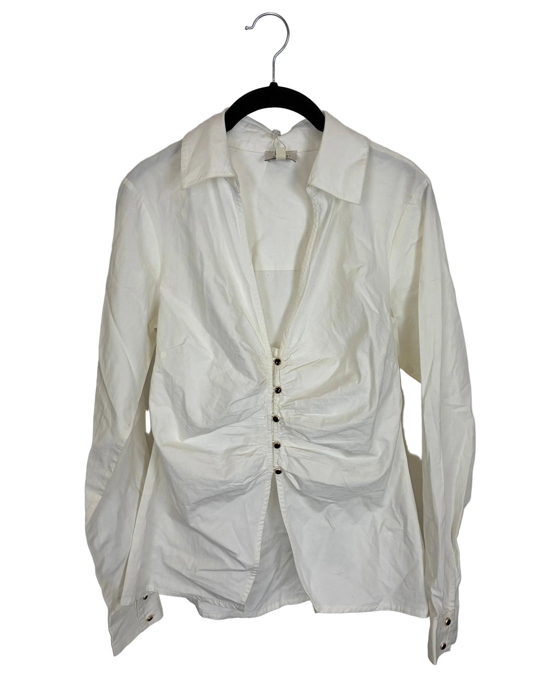 White Button Detailed Collared Top- Size 4/6